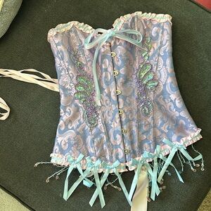 Handmade corset with feather shirt
